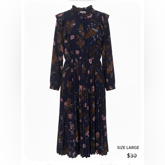 Floral Cottagecore Boho Modest Long Sleeve Dress Size Large - Picture 2 of 3